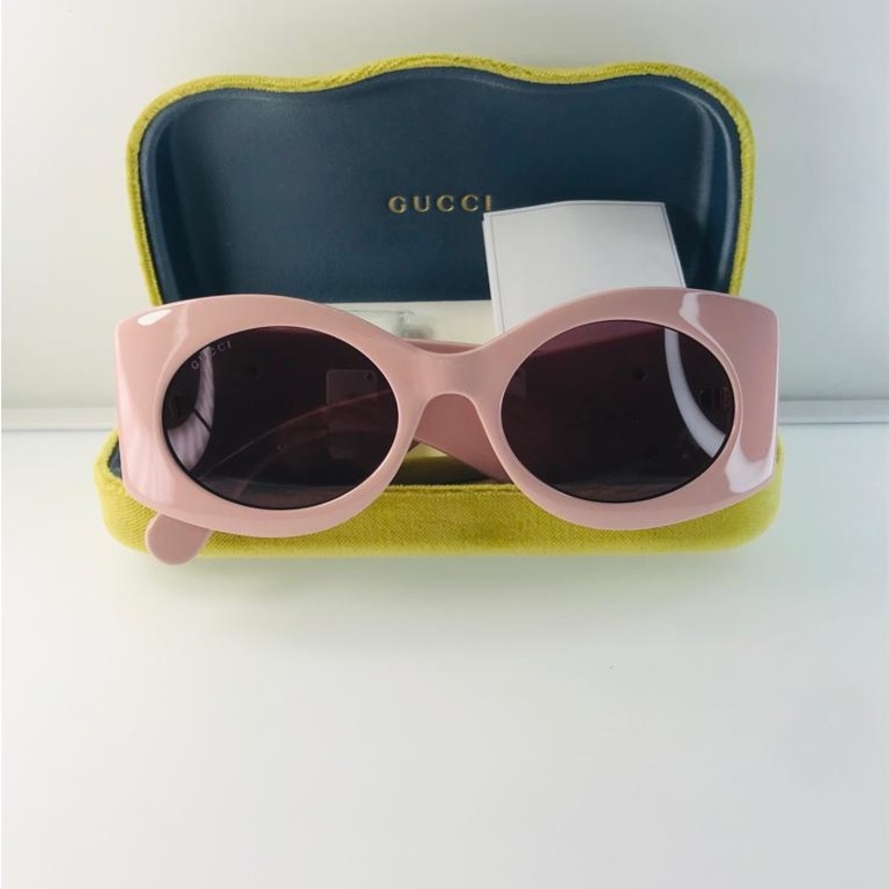 NEW🔥GUCCI Pink Gg0810s 003 New Square-frame Injection Sunglasses - Picture 3 of 16